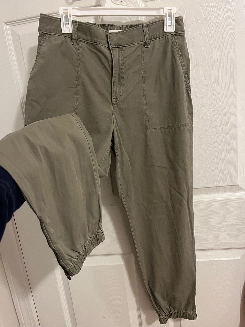 LOFT Olive Green Ankle Crop Utility Pants
